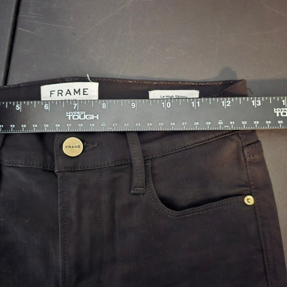 FRAME‎ Le High Skinny Jeans Black High Rise Frayed Hem Denim Size 25 - Picture 12 of 15